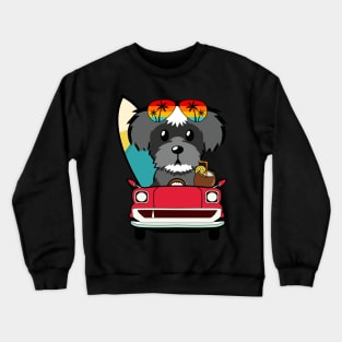 Funny schnauzer driving a car Crewneck Sweatshirt